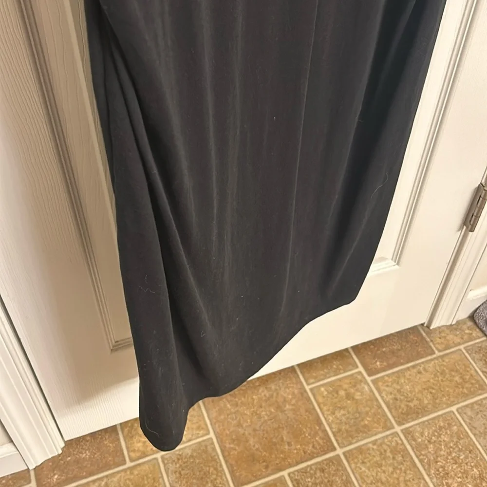 All Worthy Black Cotton-blend Sleeveless Maxi Dress Side Ruching V-neck Size 2X